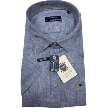 Pánská košile Luxusní košile v casual stylu (len a bavlna) s krátkým rukávem - v nadměrné velikosti 4469