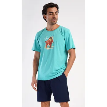 Pánské pyžamo Vienetta MAN Pánské pyžamo šortky Relax Barva: Zelená, Velikost: XL