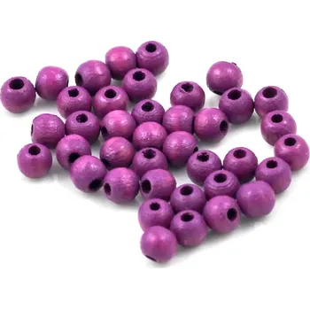 Korálek Dřevěná kulička fialová 5mm – 40 ks