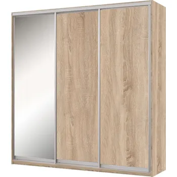 Šatní skříň Skříň 3D 2220x600x2400, 2 DTD + 1 zrcadlo, dub sonoma