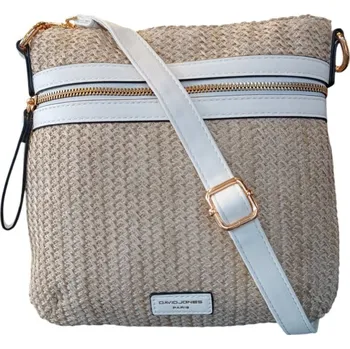 David Jones crossbody kabelka na výšku s přírodním vzorem - bílá CM 7537 WHITE