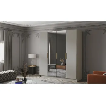 Šatní skříň Šatní skříň SALVADOR 200 II - béžová/zlaté úchytky