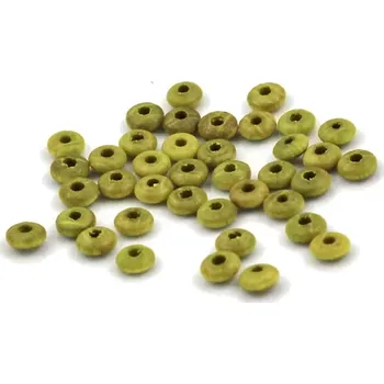 Korálek Korálky dřevěné rondelky SV zelené - bal. 100 ks