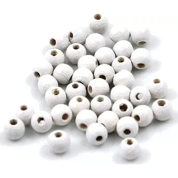 Korálek Dřevěná kulička bílá 5mm – 40 ks