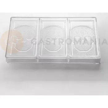 Čokoládová tyčinka Polykarbonátová forma na čokoládu 275x175 mm, Calaca, 3 výklenky | PAVONI, PC5068
