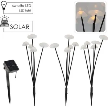 Venkovní osvětlení Lampa solární HŘÍBKY (3ks), výška 43cm 15 LED teplá bílá