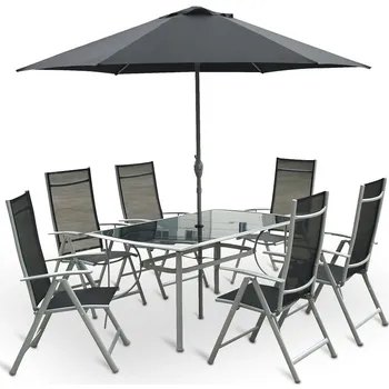 Zahradní sestava Zahradní stolová sestava Nori - 6 míst, tmavě šedá