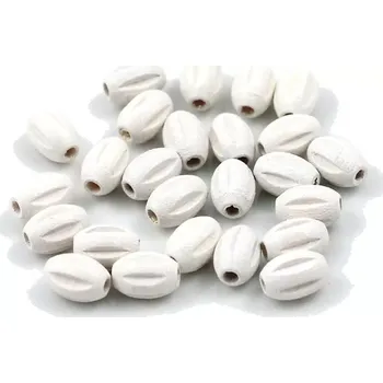 Korálek Dřevěný korálek ozdobný bílý – 25 ks