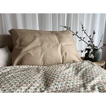 Povlečení Bavlněné povlečení trojúhelníky/tečky béžové - 140x220 + 50x70 cm