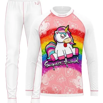 Dětské termoprádlo Set dětského funkčního prádla JEDNOROŽEC bílá Bamboo Ultra - Lososová / 140