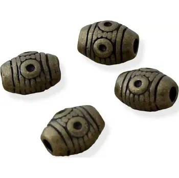 Materiál na výrobu šperku Soudkovitý korálek 6x8 mm starozlatý - 2 ks