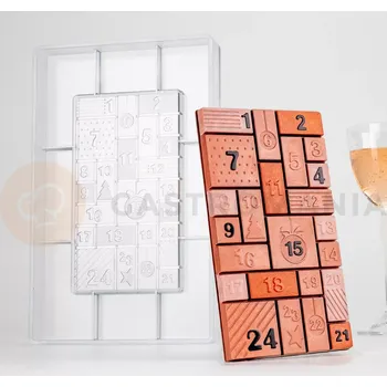 Čokoládová tyčinka Polykarbonátová forma na pralinky, 275x175 mm | MARTELLATO, Countdown