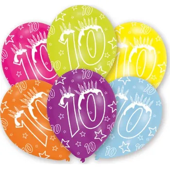 Balónek Balónky k 10. narozeninám 6 ks, 27,5 cm