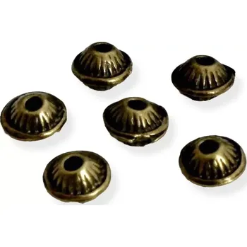 Materiál na výrobu šperku Korálek-mezikus starozlatý 7x5 mm - 60 ks