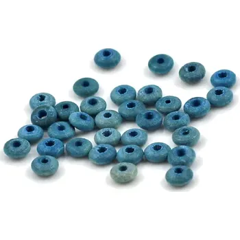 Korálek Korálky dřevěné rondelky tyrkysové - bal. 100 ks