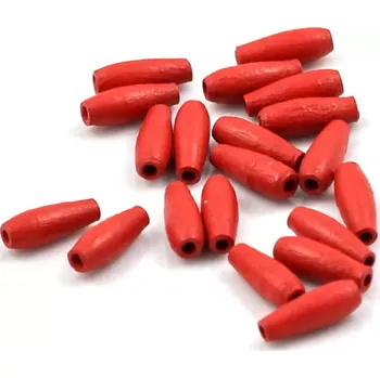 Korálek Dřevěné korálky podlouhlé červené – 20 ks