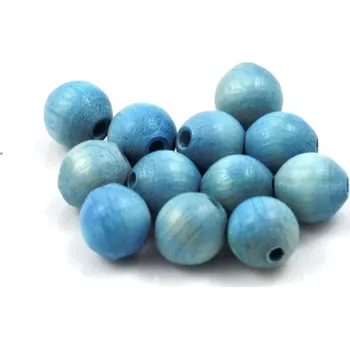 Dětské navlékací korálky Korálky dřevěné tyrkysové 9/10 – 12 ks