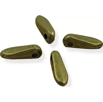Materiál na výrobu šperku Kovový jazýček starozlatý - 4 ks