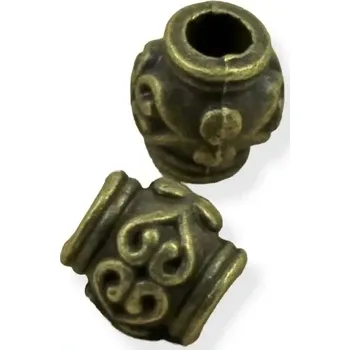 Materiál na výrobu šperku Korálek se srdíčky starozlatý - 2 ks