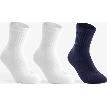 DECATHLON Dětské vysoké tenisové ponožky RS500 3 páry 27/30 BÍLÁ|MODRÁ