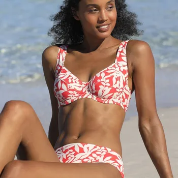 Dámské plavky Plavková balkónová podprsenka s kosticemi Linao korálová/režná 95