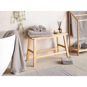 Držák na ručník Sada 11 ručníků světle šedá bavlna s nízkým kroucením ručníky na ruce ručníky pro hosty osušky předložka koupelna Beliani