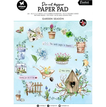 Výtvarná sada DIY Blok s výseky Studio Light "Garden Season", A4, 32 l. - Zahradní sezóna