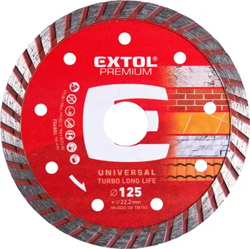 Řezný kotouč Extol Kotouč diamantový řezný, turbo Long Life - suché i mokré řezání, 125x22,2x2,3mm