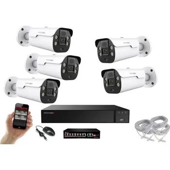 Kompletní kamerový systém MS AI IP Aktiv 5 kamerový set se switchem 5 Mpix WTube (6079K5B) (Monitorrs Security)