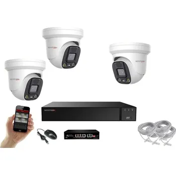 Kompletní kamerový systém MS AI Aktiv IP 3 kamerový set se switchem 5 Mpix WDome (6077K3B) (Monitorrs Security)