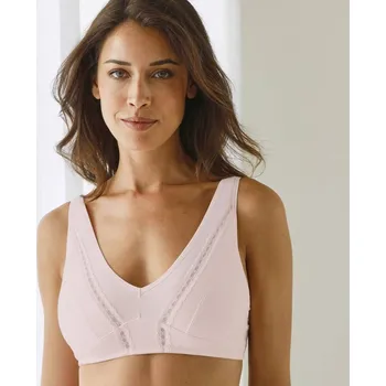 Podprsenka Podprsenka bralette ze strečové bavlny a krajky, bez kostic pudrová 80