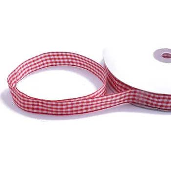 Stuha Stuhy kárované 15mm - 10m Barva: červená