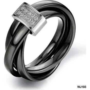 Prsten Prosperk Prsten černý keramický s ocelí Velikost prstenů: 6 (EU: 51-53)