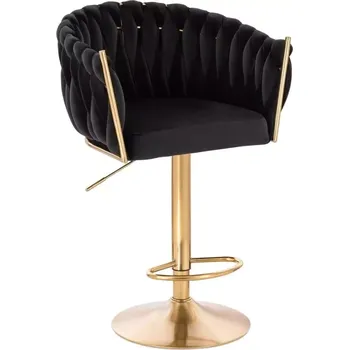 Jídelní židle LuxuryForm DESIGN Barová židle NORDEN VELUR na zlatém talíři - černá