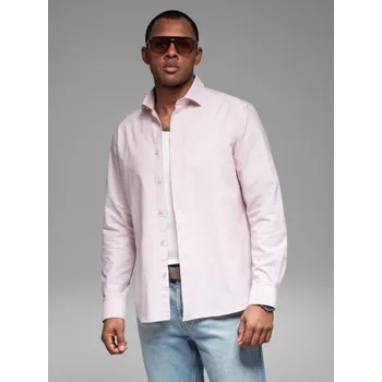 Pánská košile Ombre Clothing Trendy pánská broskvová košile s dlouhým rukávem V1 SHOS-0183