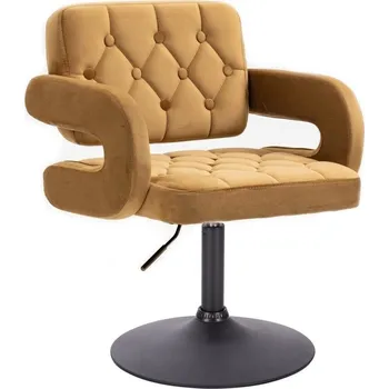 Jídelní židle LuxuryForm DESIGN Kosmetická židle ADRIA VELUR na černém talíři - medová