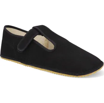 Dívčí bačkory Barefoot dětské přezůvky Beda - Širší typ Just black černé Velikost: 36