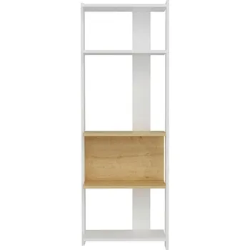 Knihovna MID.YOU REGÁL, bílá, barvy dubu, 58,6/165/26,8 cm - Knihovny - 000074007503