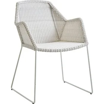 Židle s područkami Cane-Line Breeze Armchair ližinové podnoží šedobílý výplet a rám bez polštářů