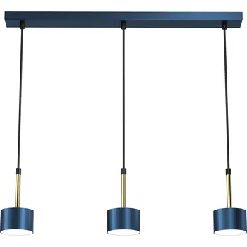 Závěsné svítidlo Arena, 3x tmavomodré kovové stínítko, db/g