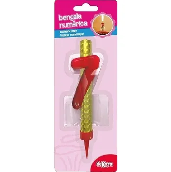 Dortová fontánka s číslicí 7 červená 12 cm