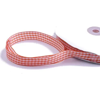 Stuha Stuhy kárované 15mm - 10m Barva: oranžová