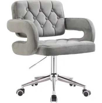 Jídelní židle LuxuryForm DESIGN Kosmetická židle ADRIA VELUR na stříbrné podstavě s kolečky - šedá