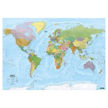 Weltkarte, politisch - physisch, 1:20.000.000, Poster metallbestäbt, freytag & berndt - freytag & berndt