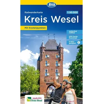 BVA Radwanderkarte Kreis Wesel 1:50.000, mit Knotenpunkten und km-Angaben, reiß- und wetterfest, GPS-Tracks Download, E-Bike gee - BVA BikeMedia GmbH