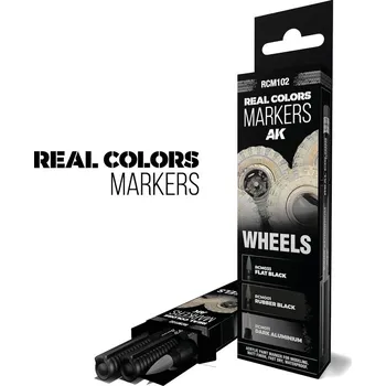 Modelářská barva AK Interactive RCM102 WHEELS - SET 3 Real Colors (Set 3 markerů)