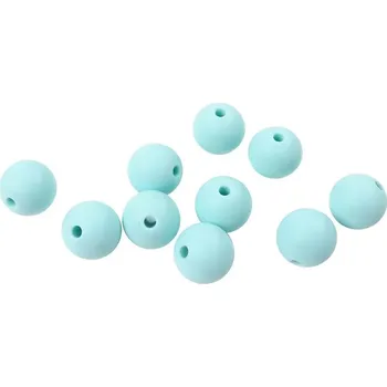 Dětské navlékací korálky Natana silikonové korálky mentolová 9 mm 10 kusů