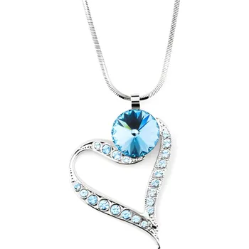 Náhrdelník Náhrdelník se Swarovski Elements srdce modré Aqua