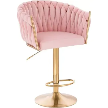 Jídelní židle LuxuryForm DESIGN Barová židle NORDEN VELUR na zlatém talíři - růžová