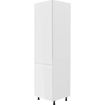 Obývací stěna Skříňka na lednici, bílá / bílá extra vysoký lesk, levá, AURORA D60ZL